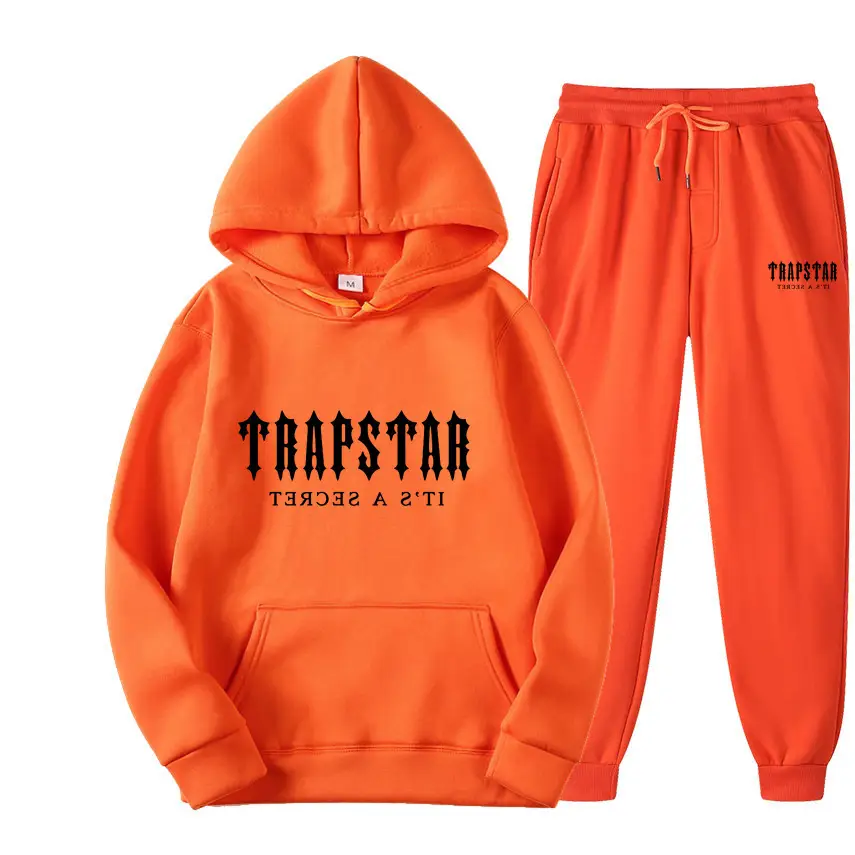 Men Women Black Fleece Hoodie Sweatpants Set TRAPSTAR