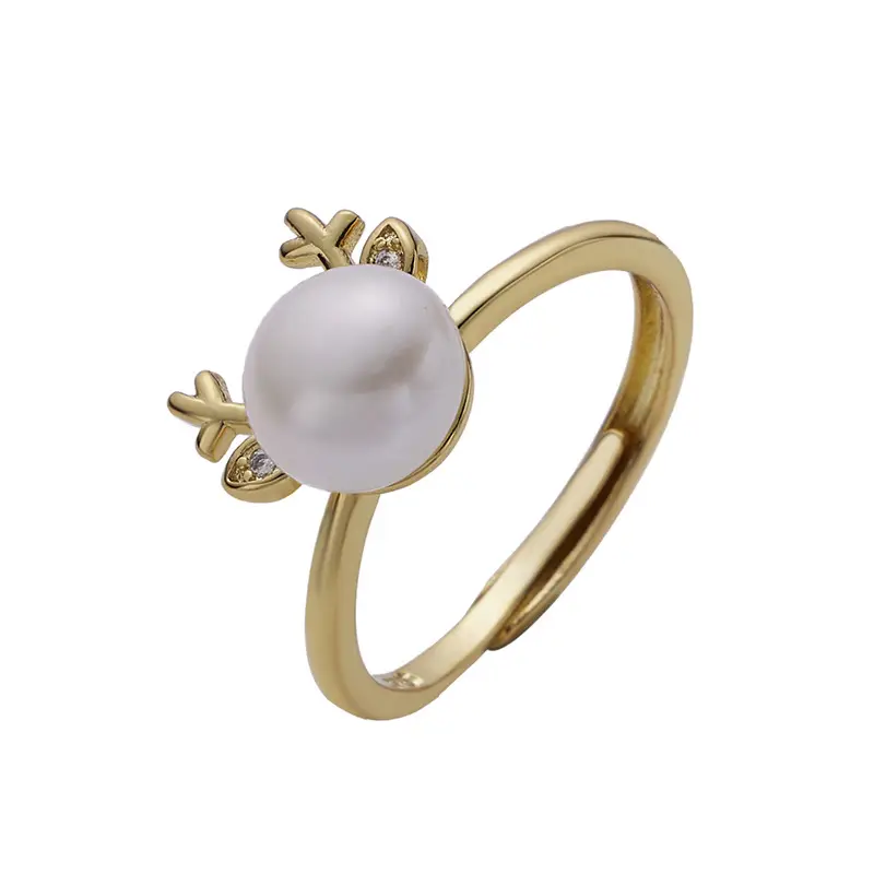 Pearl & Diamond Ring Set Gold Silver Women - Image 5
