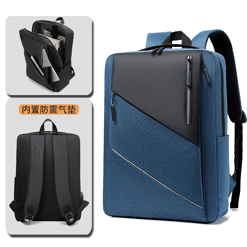 Men's Waterproof Business Backpack Blue Black - Image 3