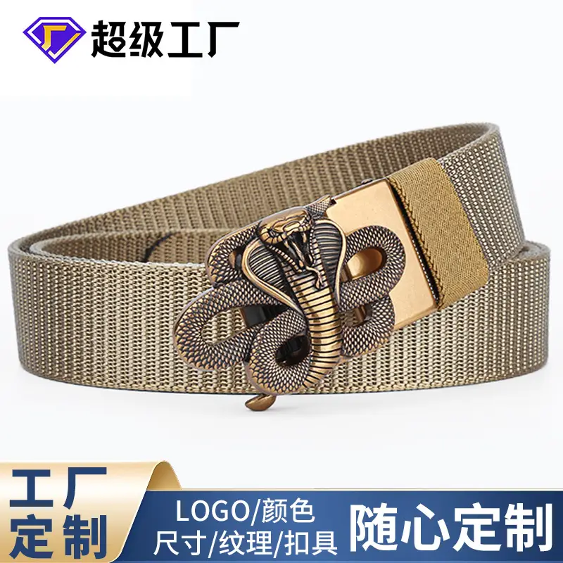 Men's Brown Automatic Buckle Belt with Zodiac Snake Design - Image 10
