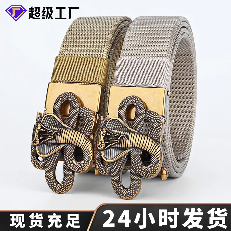 Men's Brown Automatic Buckle Belt with Zodiac Snake Design - Image 11