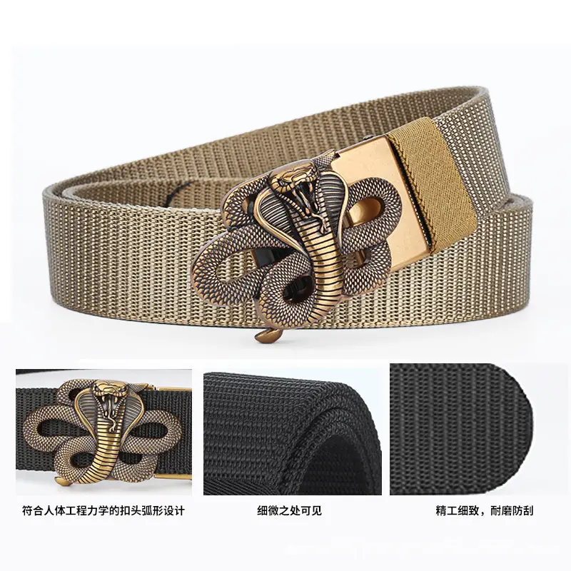 Men's Brown Automatic Buckle Belt with Zodiac Snake Design - Image 12