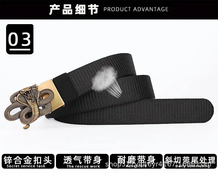 Men's Brown Automatic Buckle Belt with Zodiac Snake Design — feature 10