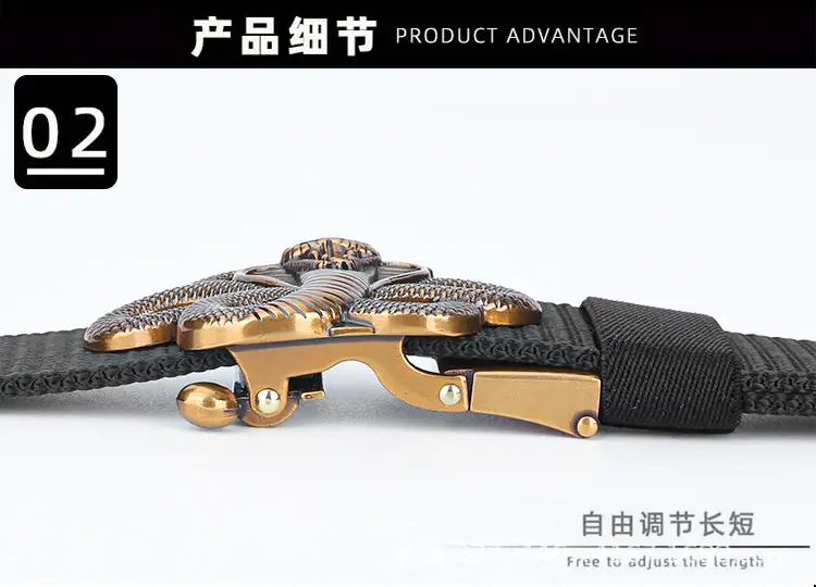 Men's Brown Automatic Buckle Belt with Zodiac Snake Design — feature 9