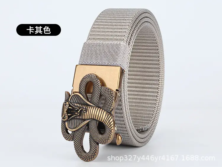Men's Brown Automatic Buckle Belt with Zodiac Snake Design - Image 3