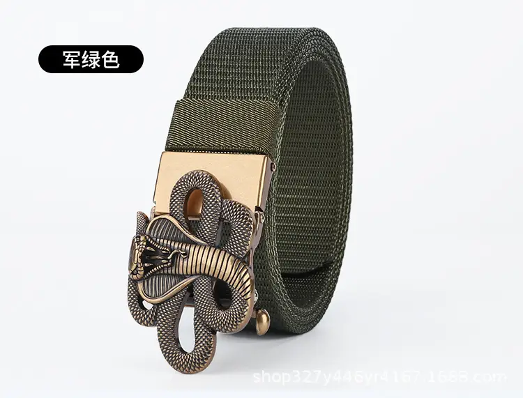 Men's Brown Automatic Buckle Belt with Zodiac Snake Design - Image 6