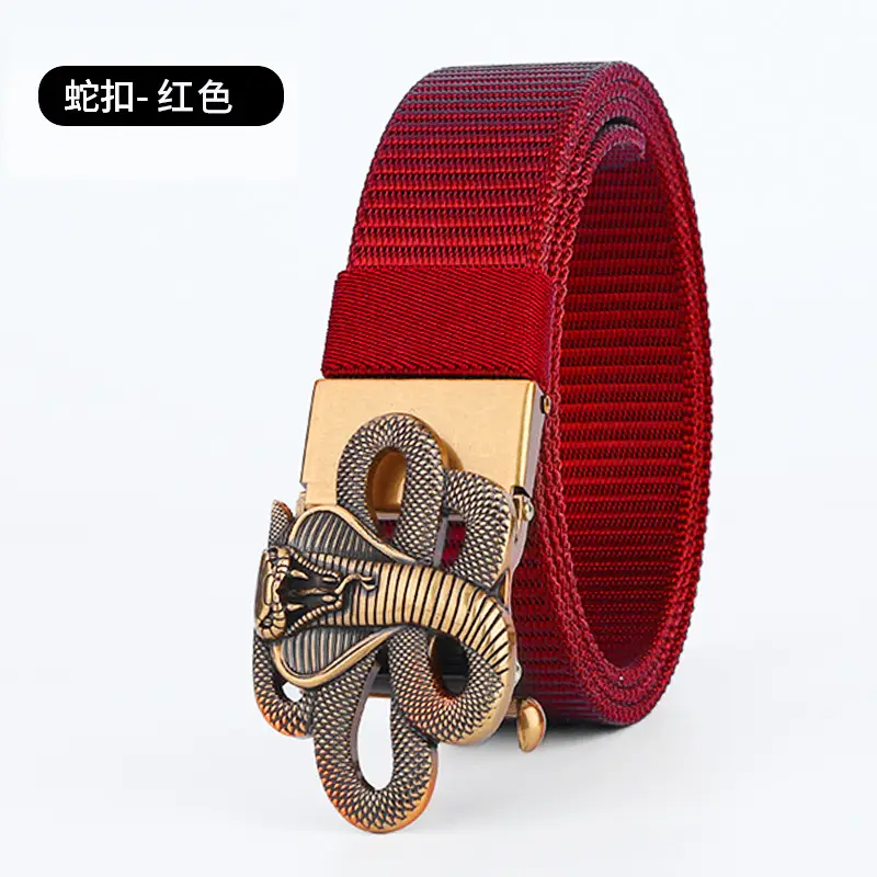 Men's Brown Automatic Buckle Belt with Zodiac Snake Design - Image 8