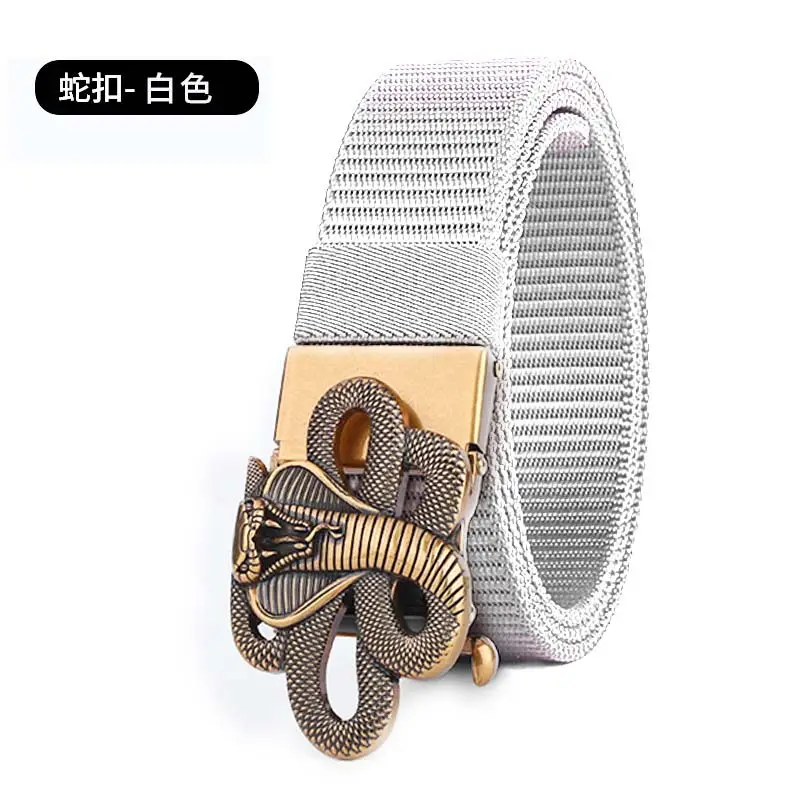 Men's Brown Automatic Buckle Belt with Zodiac Snake Design - Image 9