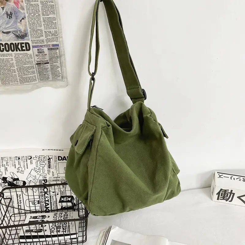 2023 Summer Green Sail Cloth Shoulder Bag - Image 4