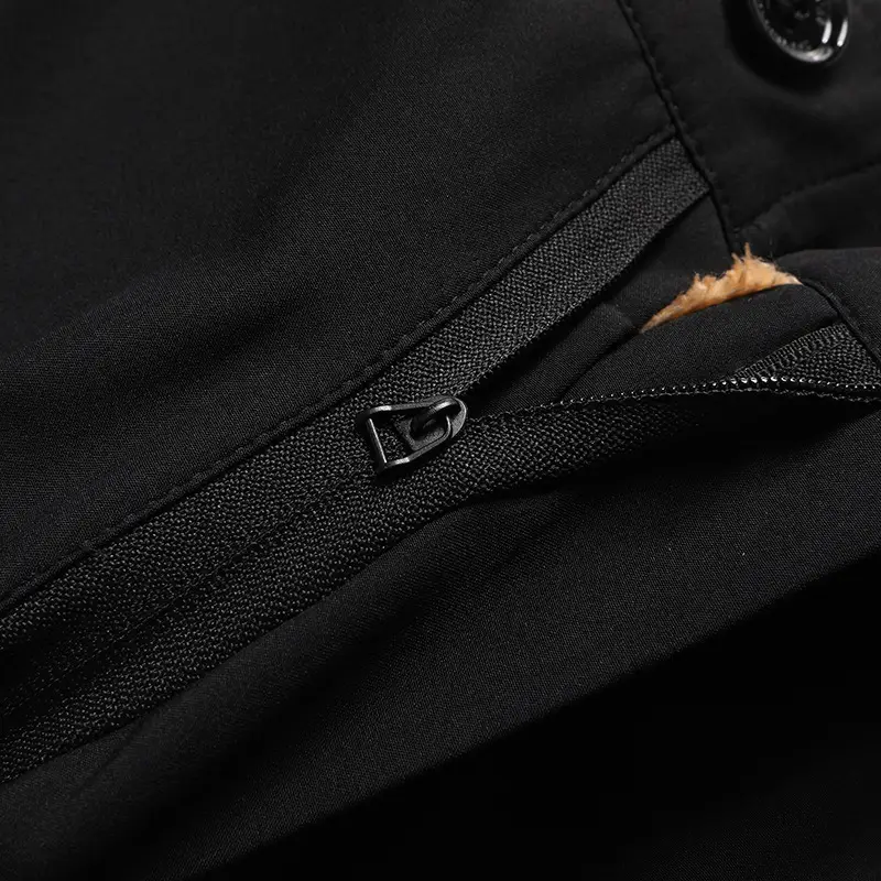 Men Fleece Lined Winter Pants Navy Blue Thick Warm