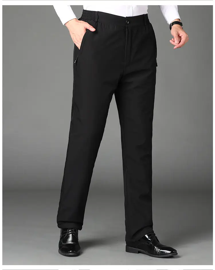 Men Fleece Lined Winter Pants Navy Blue Thick Warm