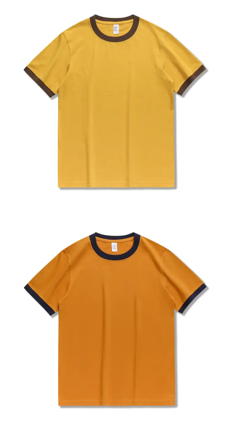 Men's 270g Retro Cotton T-Shirt Yellow Brown — feature 7