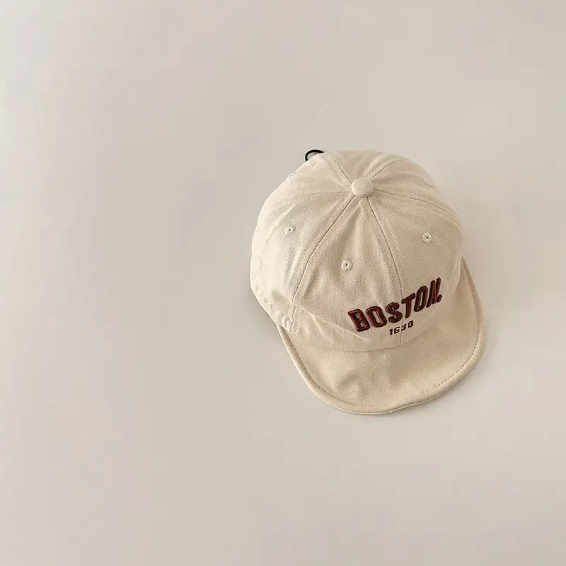 Boston Letter Embroidered Kids Cap Grey — feature 14
