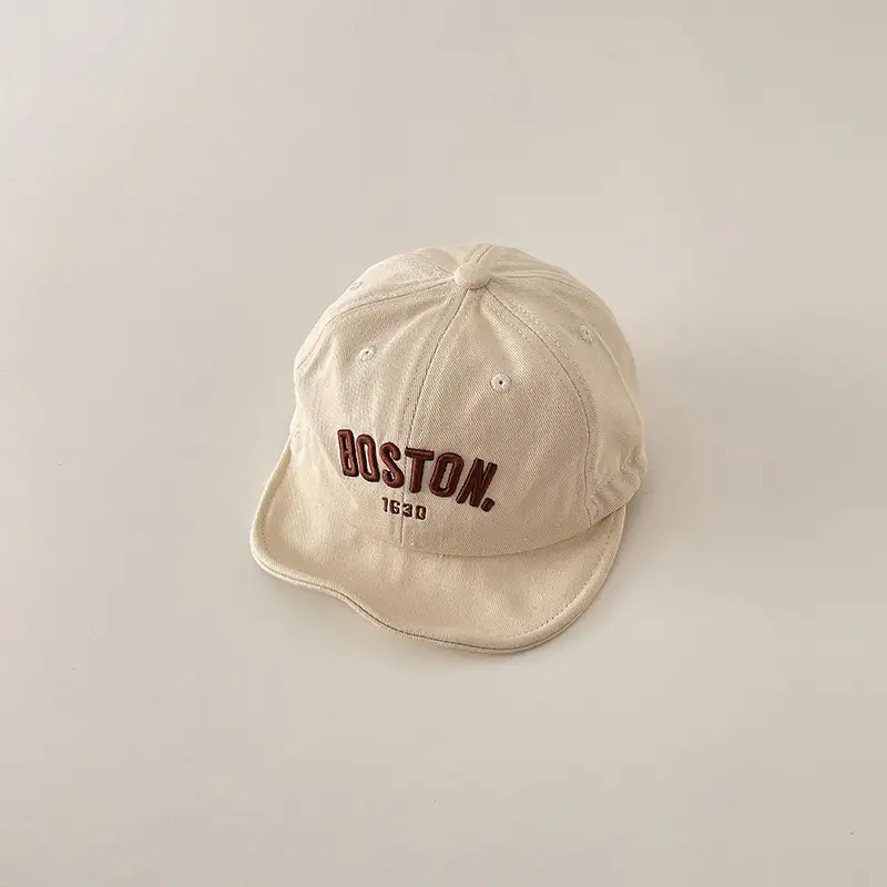 Boston Letter Embroidered Kids Cap Grey — feature 15