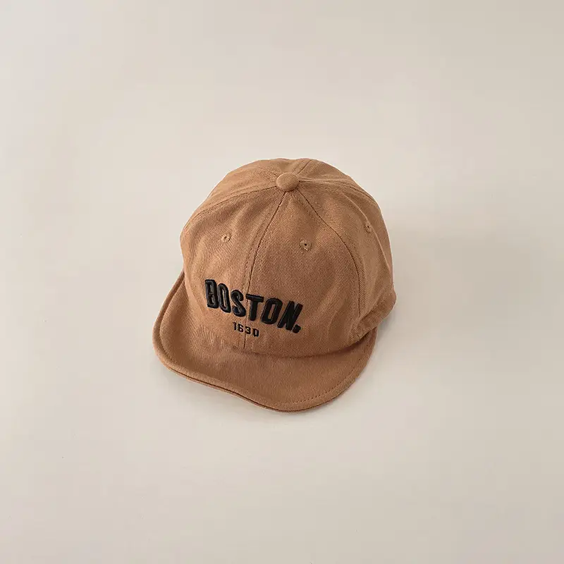 Boston Letter Embroidered Kids Cap Grey — feature 17