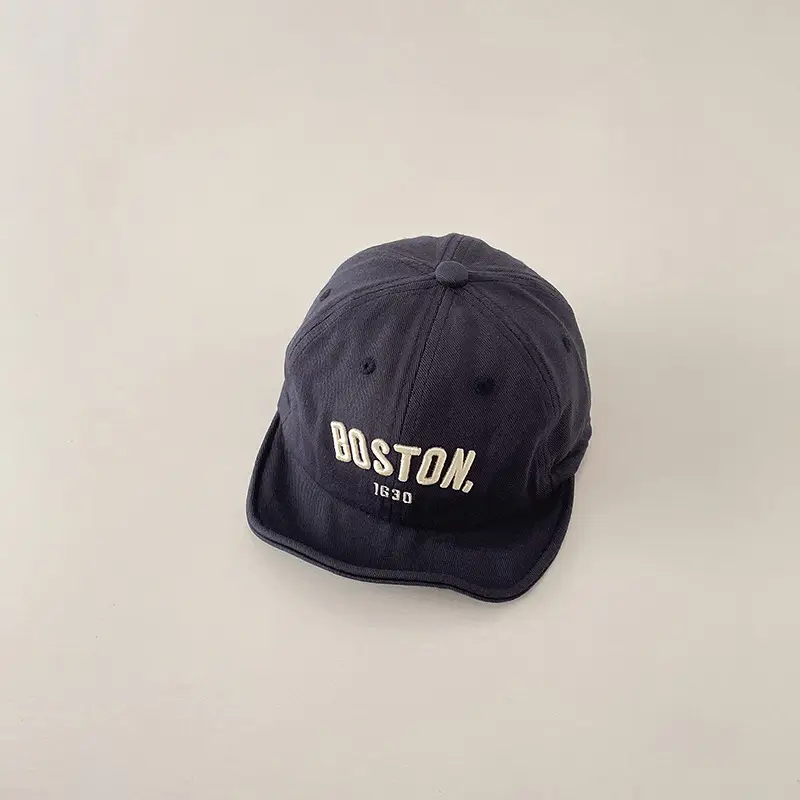 Boston Letter Embroidered Kids Cap Grey - Image 3