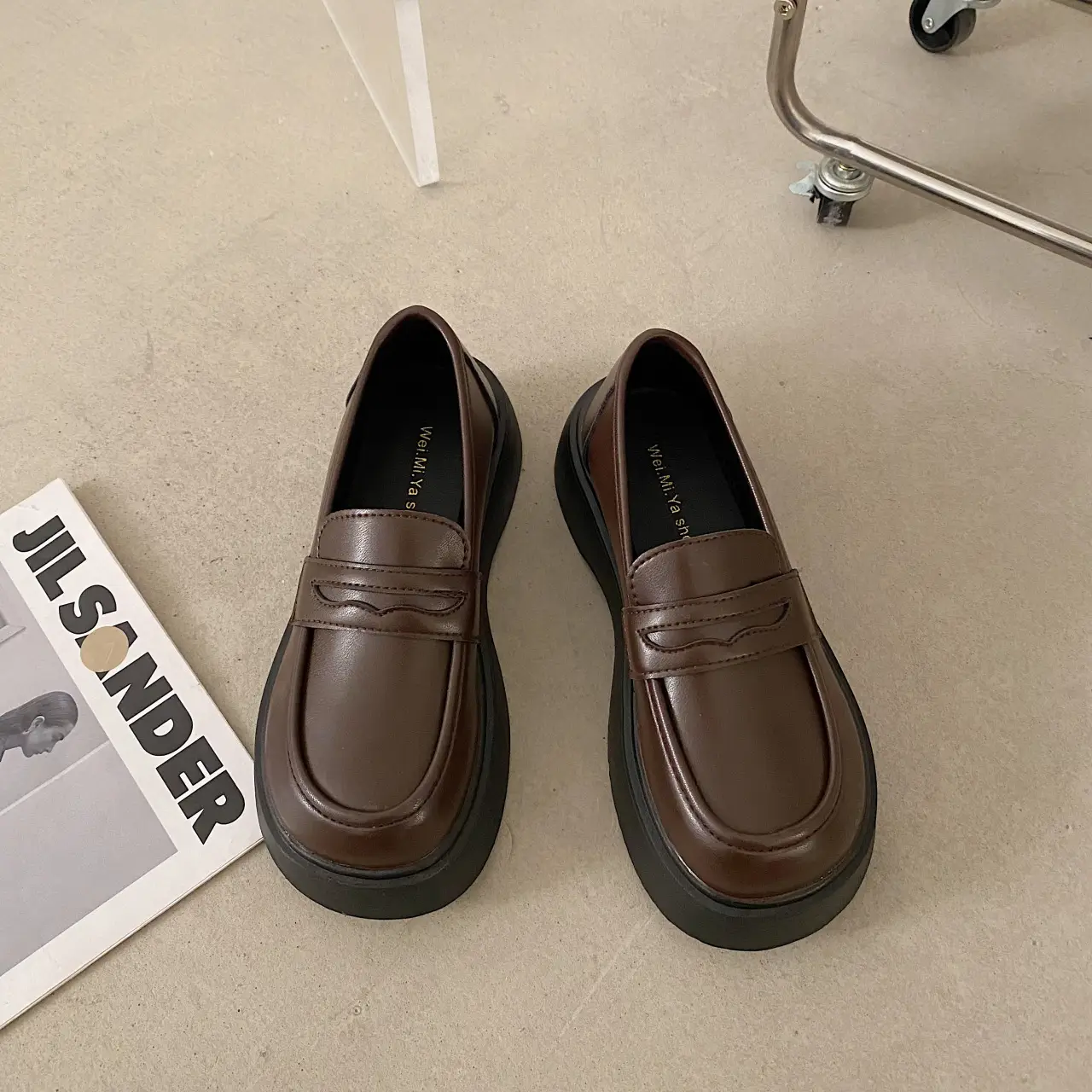 Women Black Thick Sole Loafers 2025 Spring - Image 2