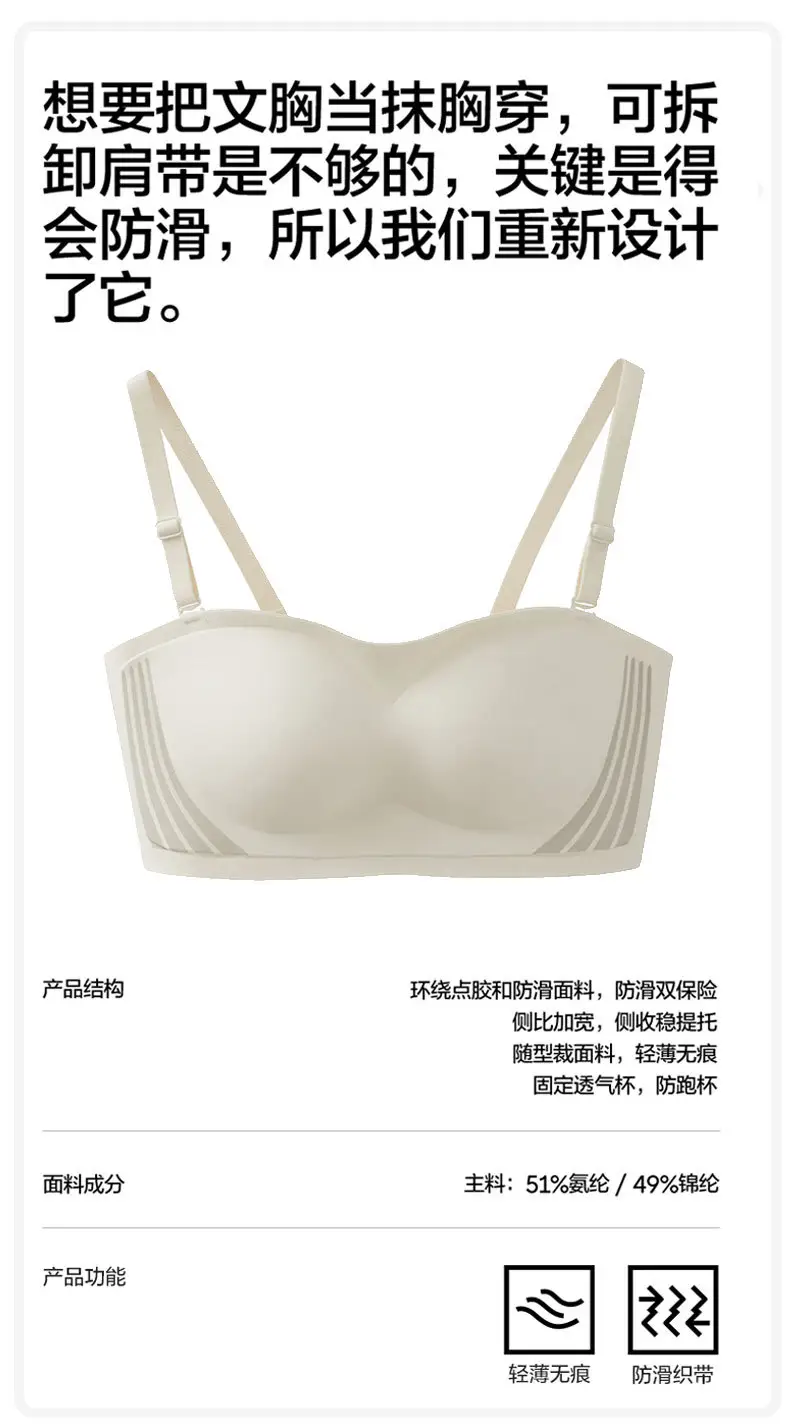 Latex Strapless Bra Wrap-Around Tube Top Anti-Exposure Small Chest Push-Up Dress Underwear — feature 2