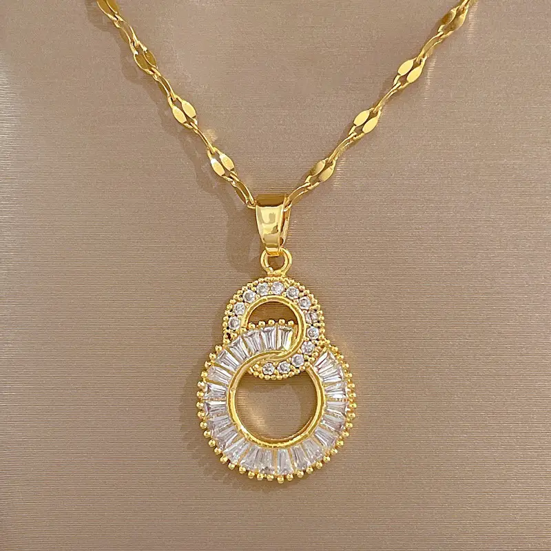 Titanium Steel Double Ring Necklace for Women - Image 4