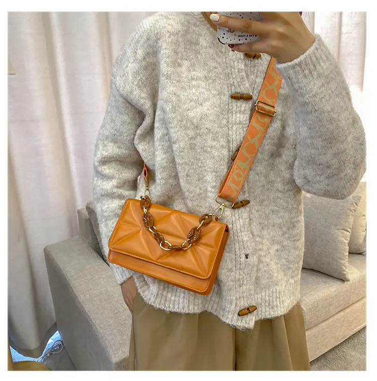 Black Quilted Crossbody Bag with Gold Chain Strap — feature 18