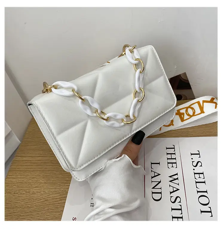 Black Quilted Crossbody Bag with Gold Chain Strap — feature 21
