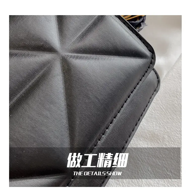 Black Quilted Crossbody Bag with Gold Chain Strap — feature 5