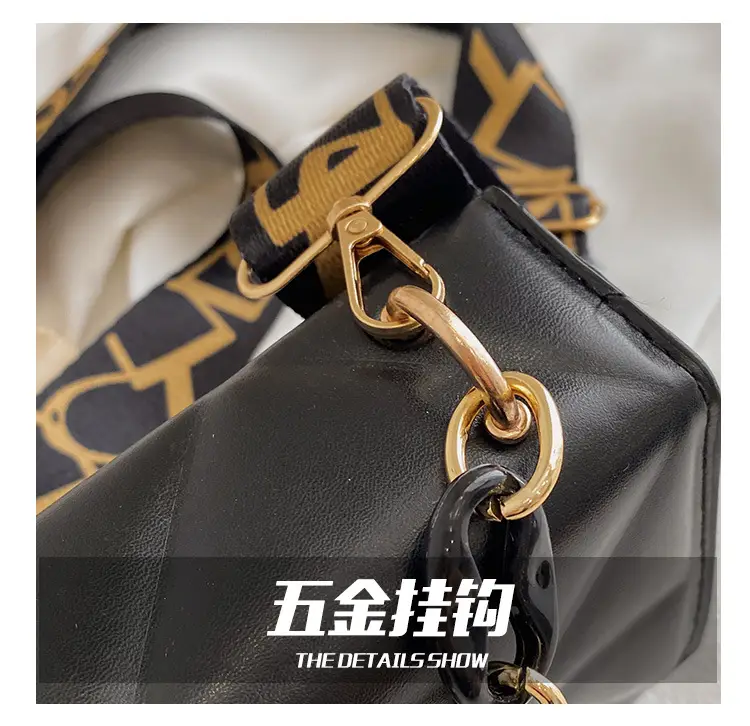 Black Quilted Crossbody Bag with Gold Chain Strap — feature 7