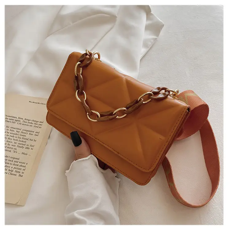 Black Quilted Crossbody Bag with Gold Chain Strap - Image 4