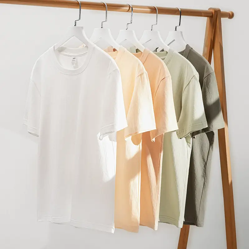 Men White Cotton T-Shirt 230g Summer Casual - Image 27