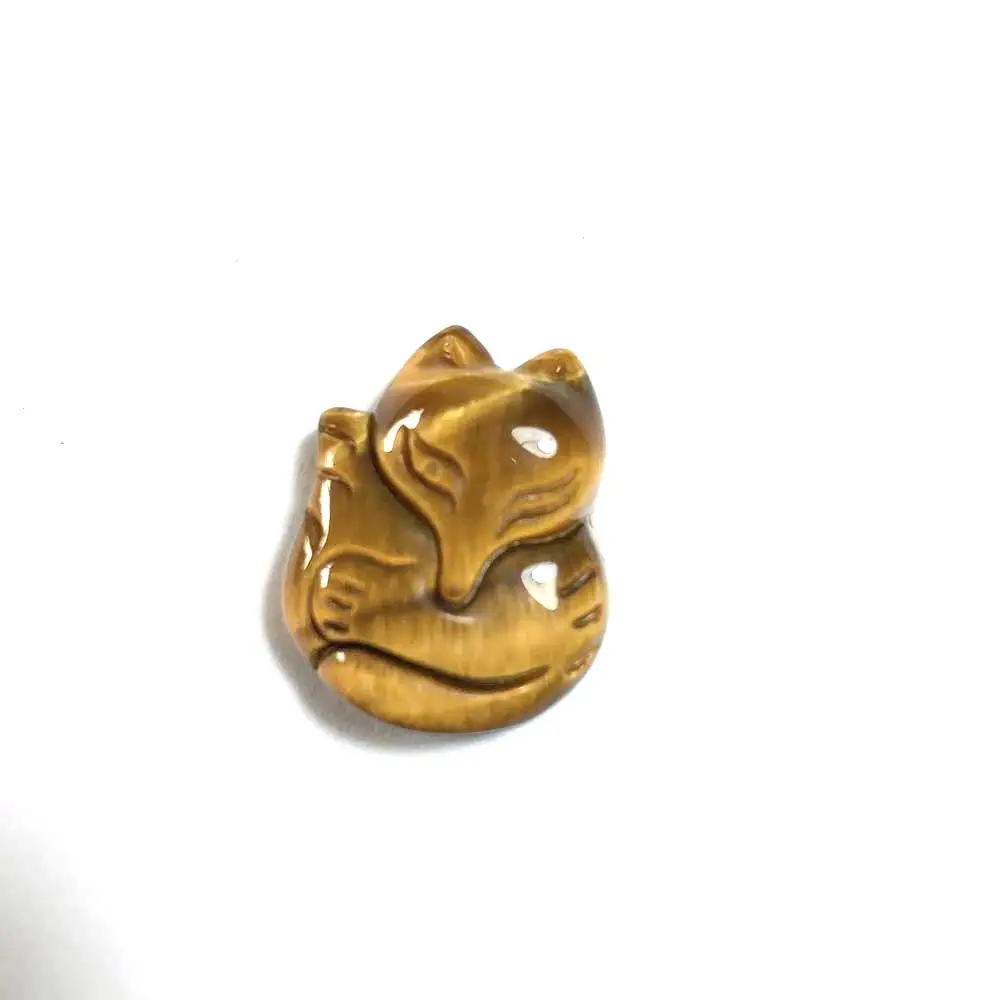 Tiger's Eye Stone Necklace with Nine Tails Fox Pendant