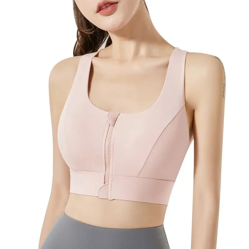 Cd Zipper Sports Bra Shock-Proof High-Strength Fixed Cup Can Be Worn Outside Beautiful Back Yoga Intimates Vest Women's No Rims