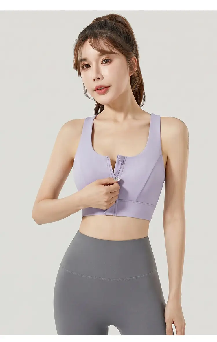 Cd Zipper Sports Bra Shock-Proof High-Strength Fixed Cup Can Be Worn Outside Beautiful Back Yoga Intimates Vest Women's No Rims — feature 13