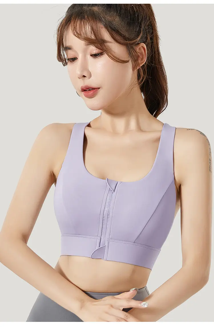 Cd Zipper Sports Bra Shock-Proof High-Strength Fixed Cup Can Be Worn Outside Beautiful Back Yoga Intimates Vest Women's No Rims — feature 4