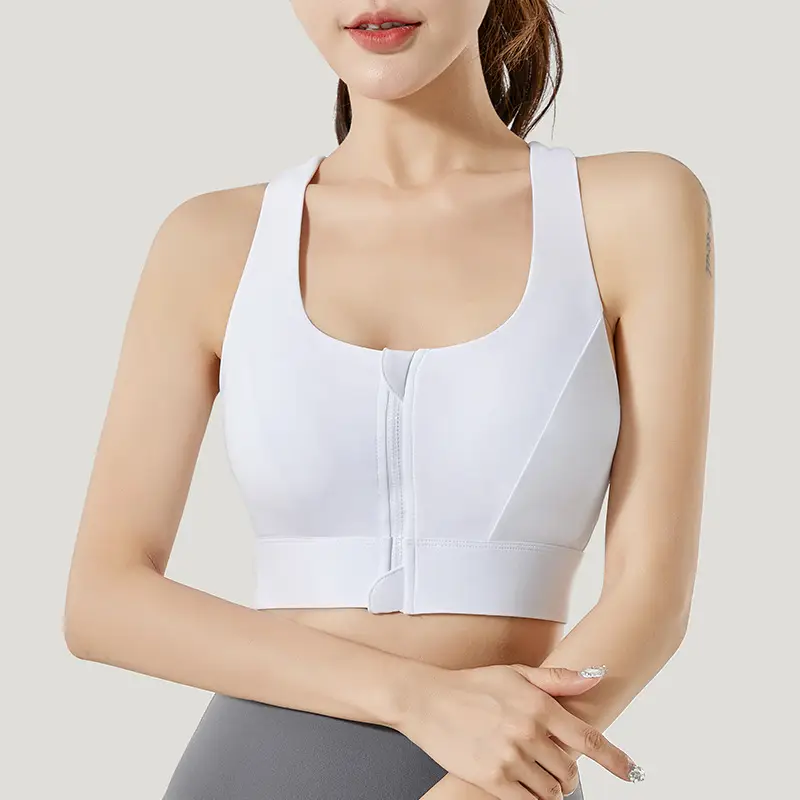 Cd Zipper Sports Bra Shock-Proof High-Strength Fixed Cup Can Be Worn Outside Beautiful Back Yoga Intimates Vest Women's No Rims