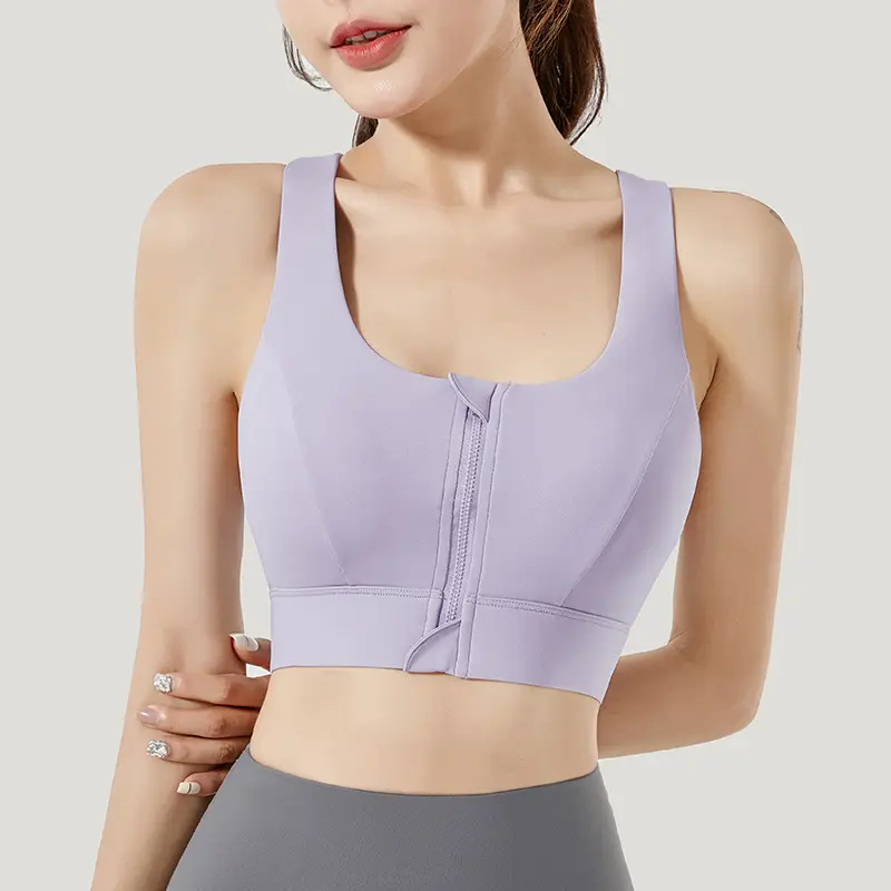 Cd Zipper Sports Bra Shock-Proof High-Strength Fixed Cup Can Be Worn Outside Beautiful Back Yoga Intimates Vest Women's No Rims