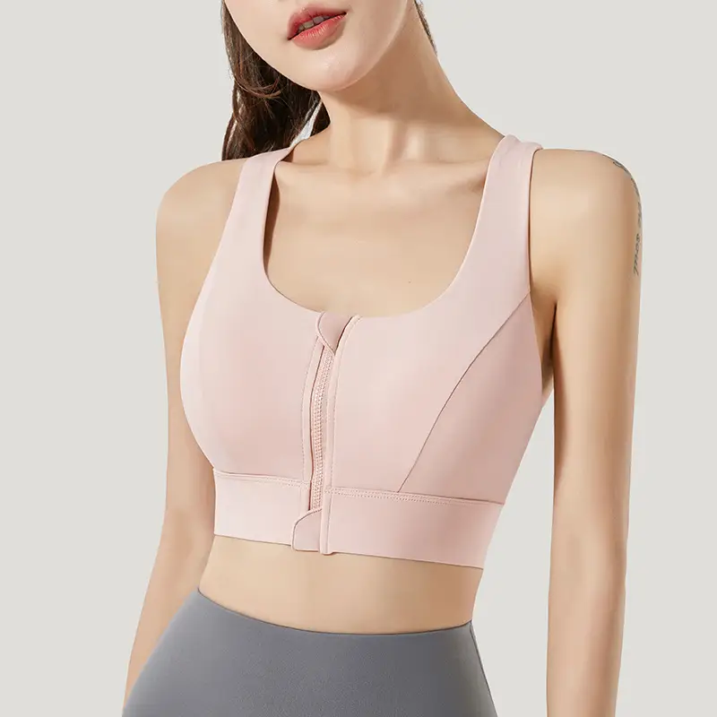 Cd Zipper Sports Bra Shock-Proof High-Strength Fixed Cup Can Be Worn Outside Beautiful Back Yoga Intimates Vest Women's No Rims
