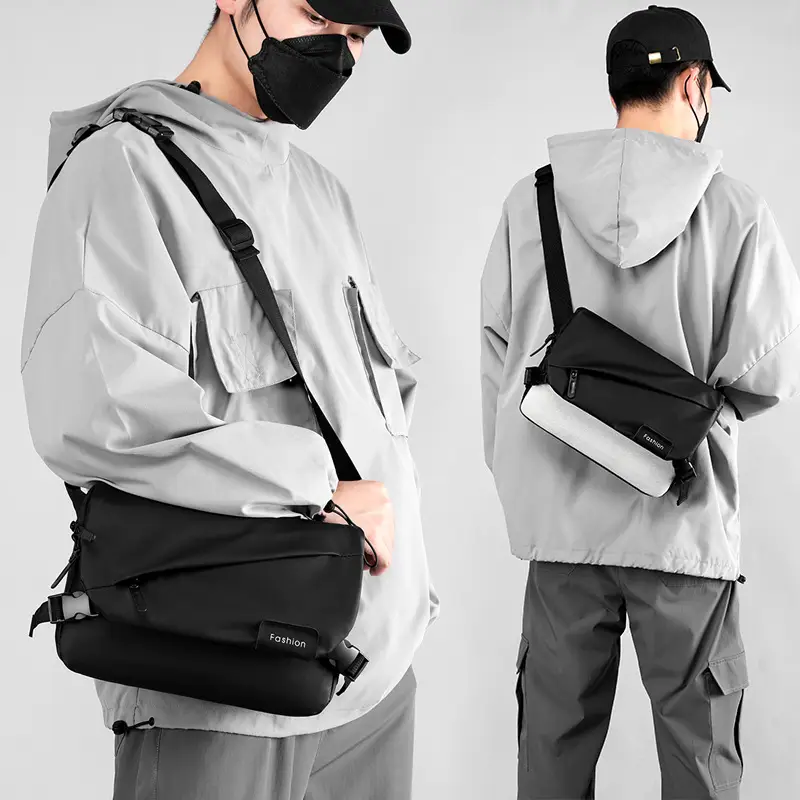 Men's Black Nylon Crossbody Bag with Adjustable Strap - Image 10