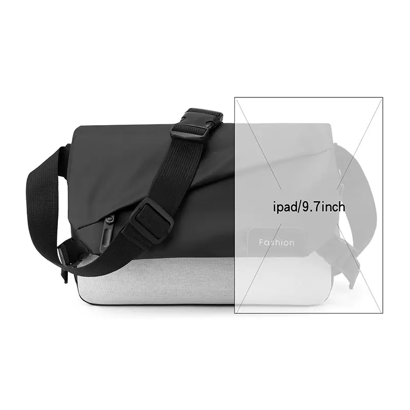 Men's Black Nylon Crossbody Bag with Adjustable Strap - Image 11