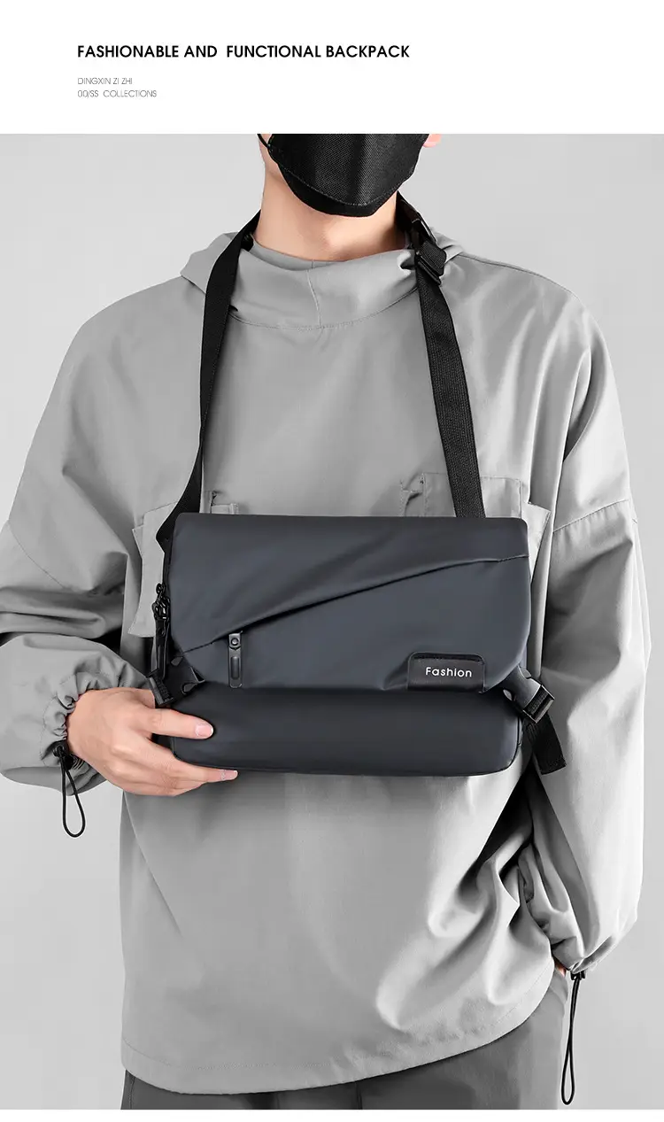 Men's Black Nylon Crossbody Bag with Adjustable Strap — feature 13