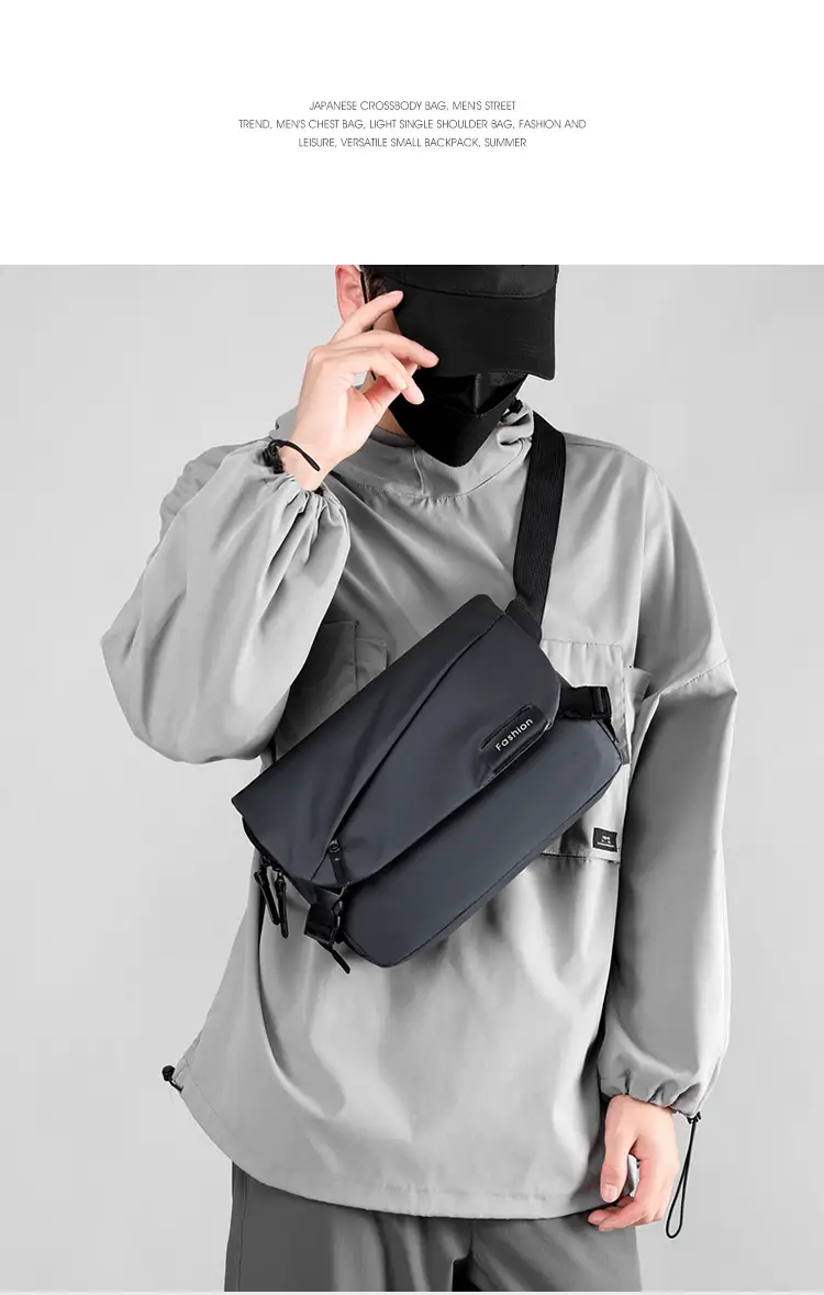 Men's Black Nylon Crossbody Bag with Adjustable Strap — feature 15