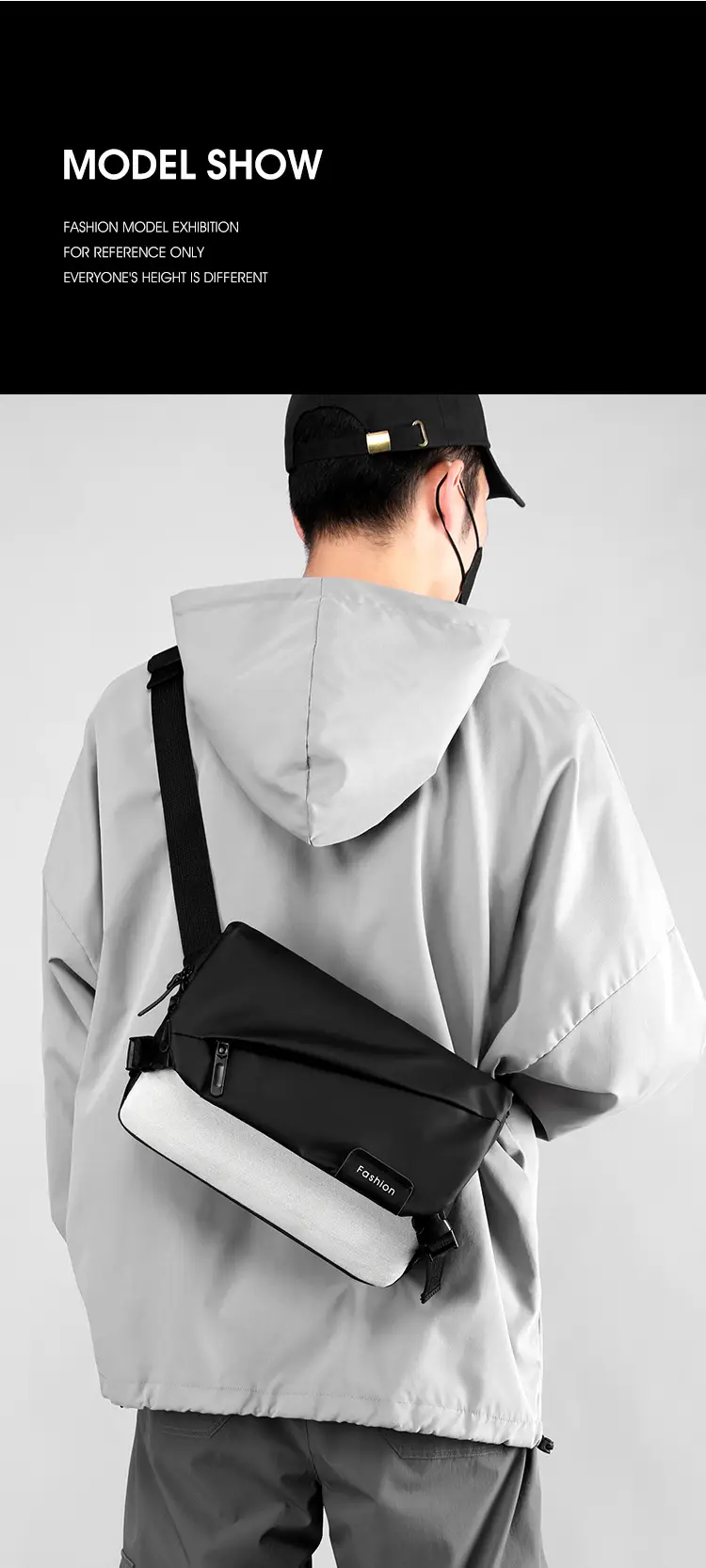 Men's Black Nylon Crossbody Bag with Adjustable Strap — feature 16