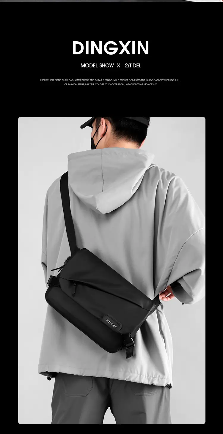 Men's Black Nylon Crossbody Bag with Adjustable Strap — feature 7