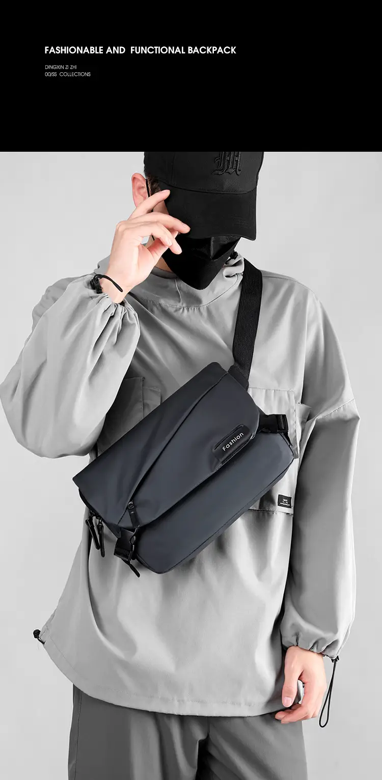 Men's Black Nylon Crossbody Bag with Adjustable Strap — feature 8