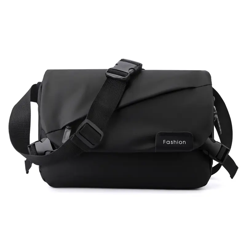 Men's Black Nylon Crossbody Bag with Adjustable Strap - Image 2