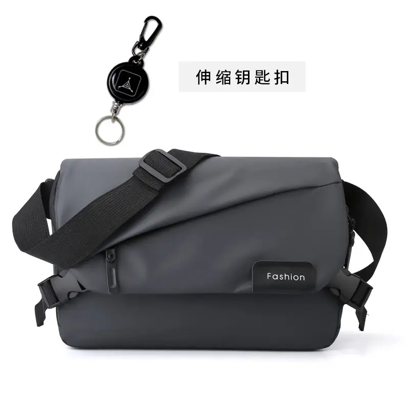 Men's Black Nylon Crossbody Bag with Adjustable Strap - Image 5