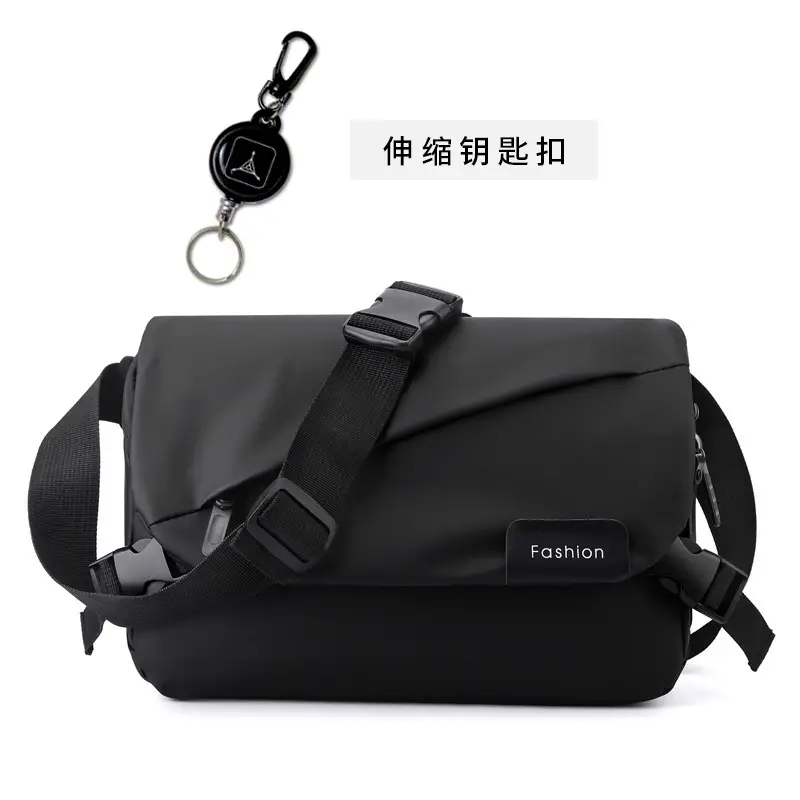 Men's Black Nylon Crossbody Bag with Adjustable Strap - Image 6