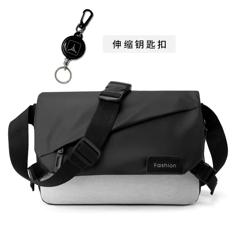 Men's Black Nylon Crossbody Bag with Adjustable Strap - Image 7