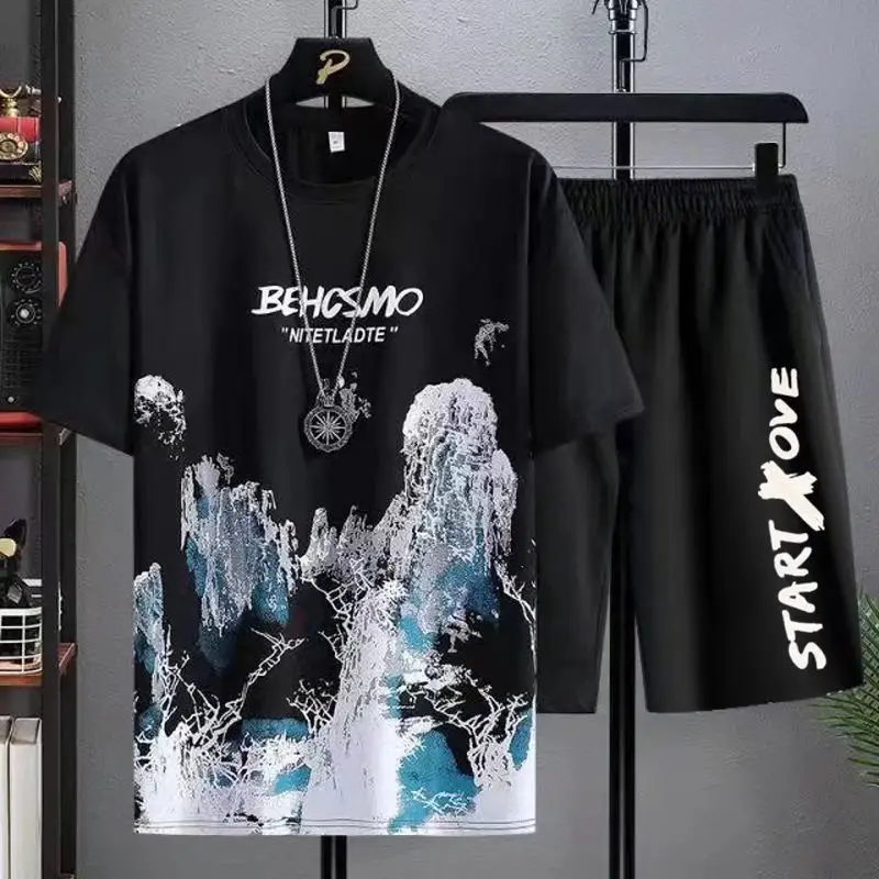 Men Tie-Dye Graphic Shirt Short Sleeve White Black - Image 23