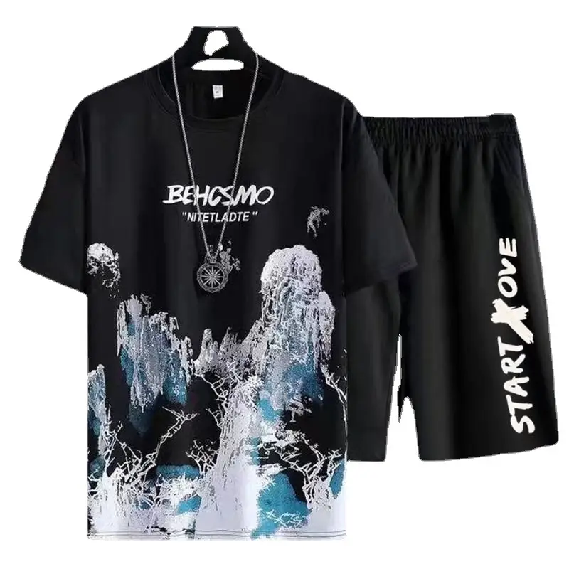 Men Tie-Dye Graphic Shirt Short Sleeve White Black - Image 25