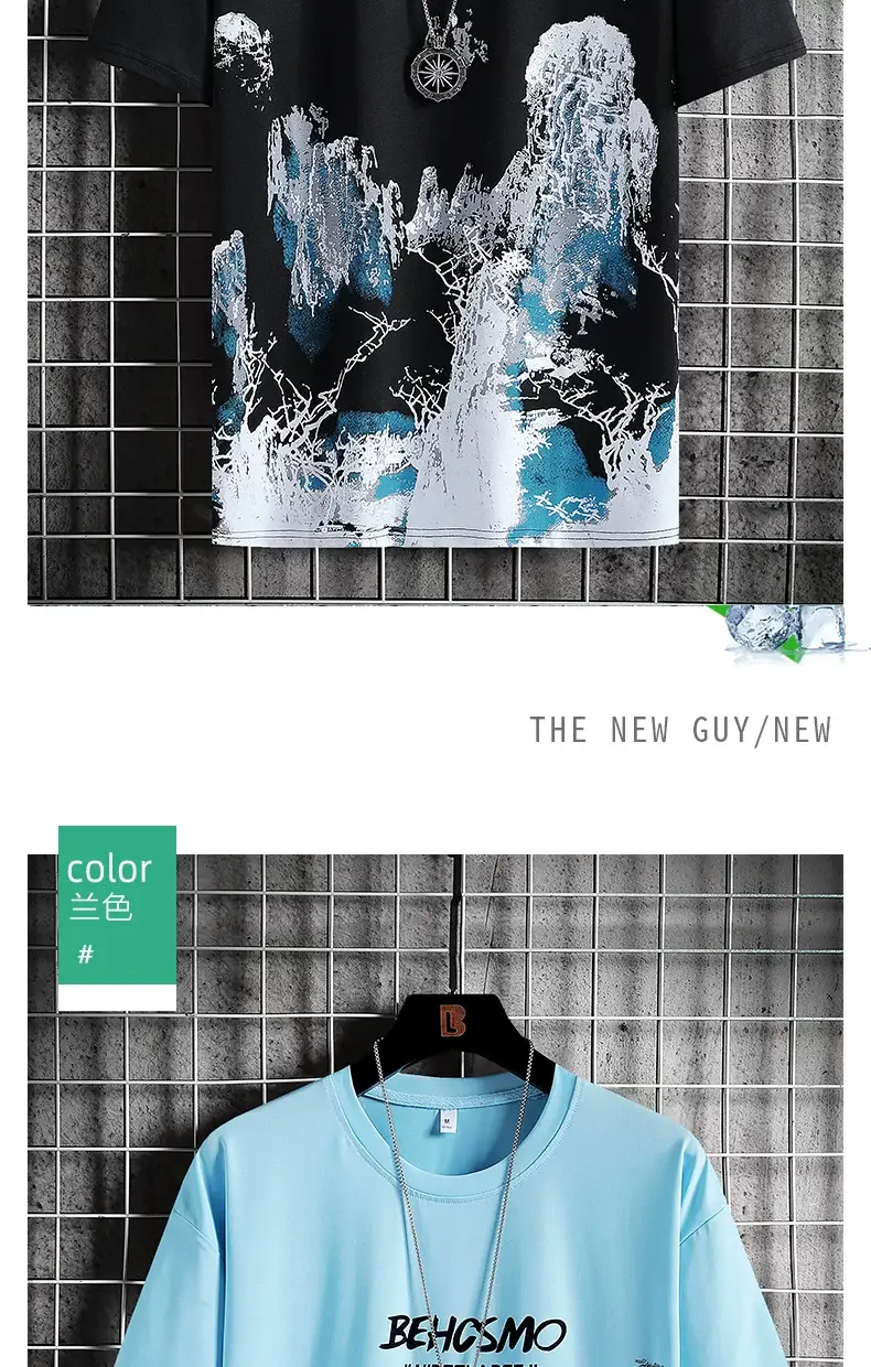 Men Tie-Dye Graphic Shirt Short Sleeve White Black — feature 11